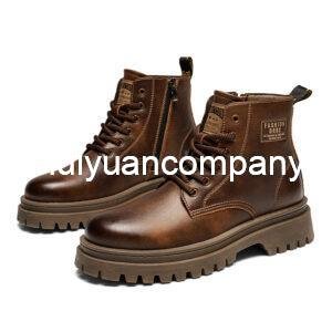 Toe Cap Mens Winter Boots Lace Up Side Zipper Luxury Mens Ankle Boots Welt Stitching Work Boots For Man